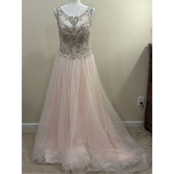 Rebecca Ingram Dresses & Skirts - Rebecca Ingram Women's Amanda Lace Tulle Wedding Dress Ivory Blush Pink Size 14